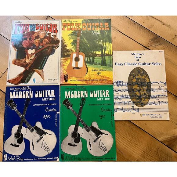 Vintage Guitar Lesson books lot of 5. Mel Bays. Paperback. music - Picture 1 of 2